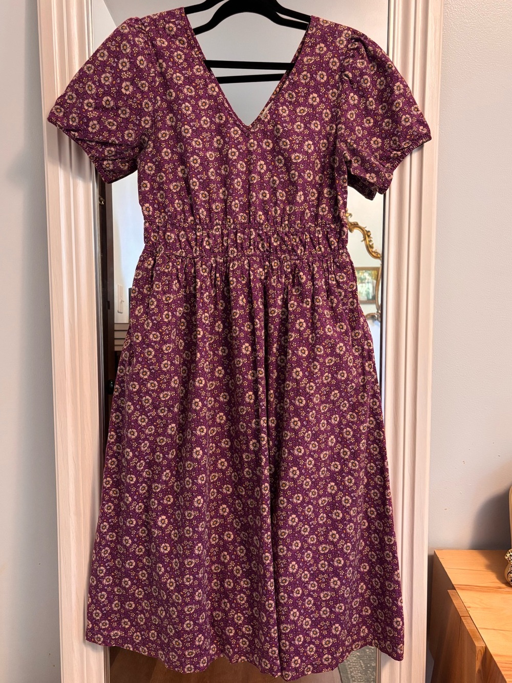 J Crew Purple Floral Cotton Midi Dress